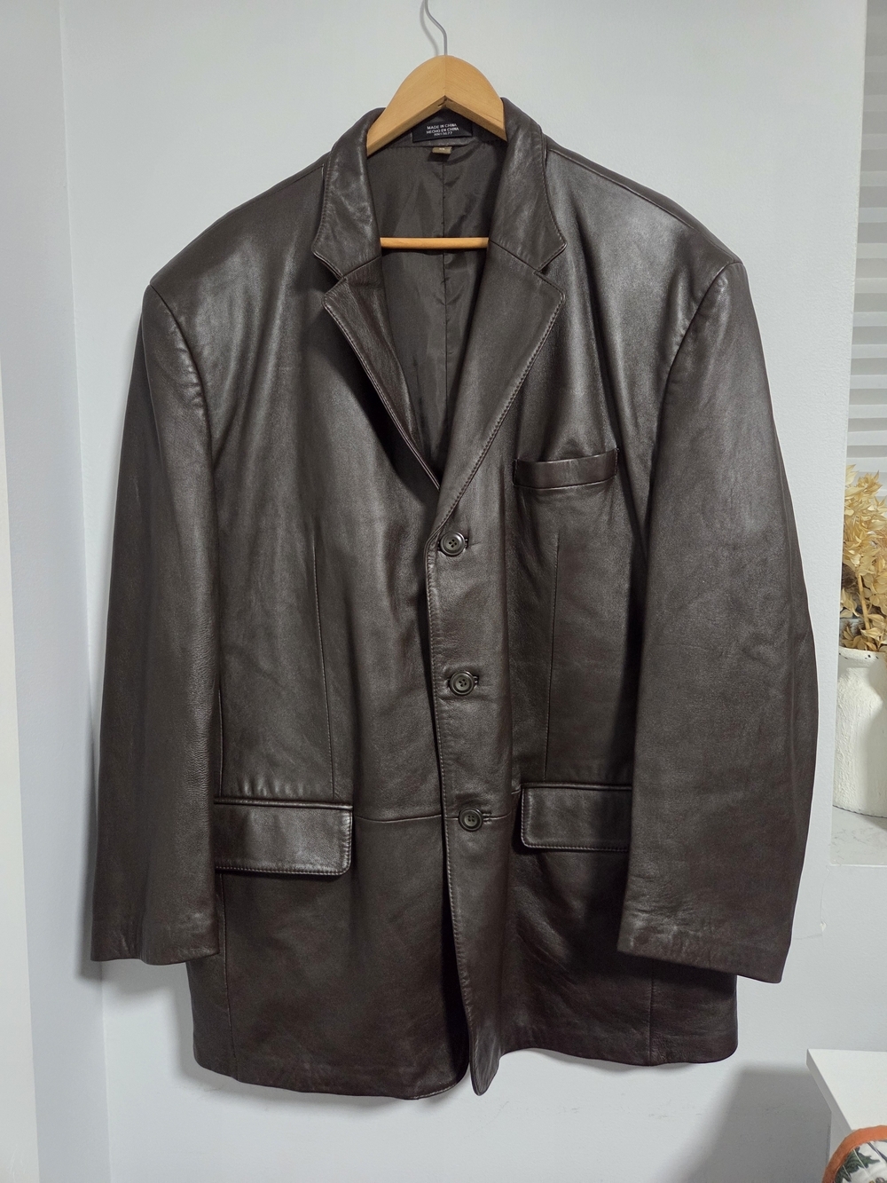 J Ferrar Men’s Black Genuine Soft Lambskin Leather Blazer Sport Coat XL